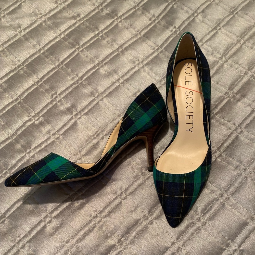 Sole Society Green/Navy Heels